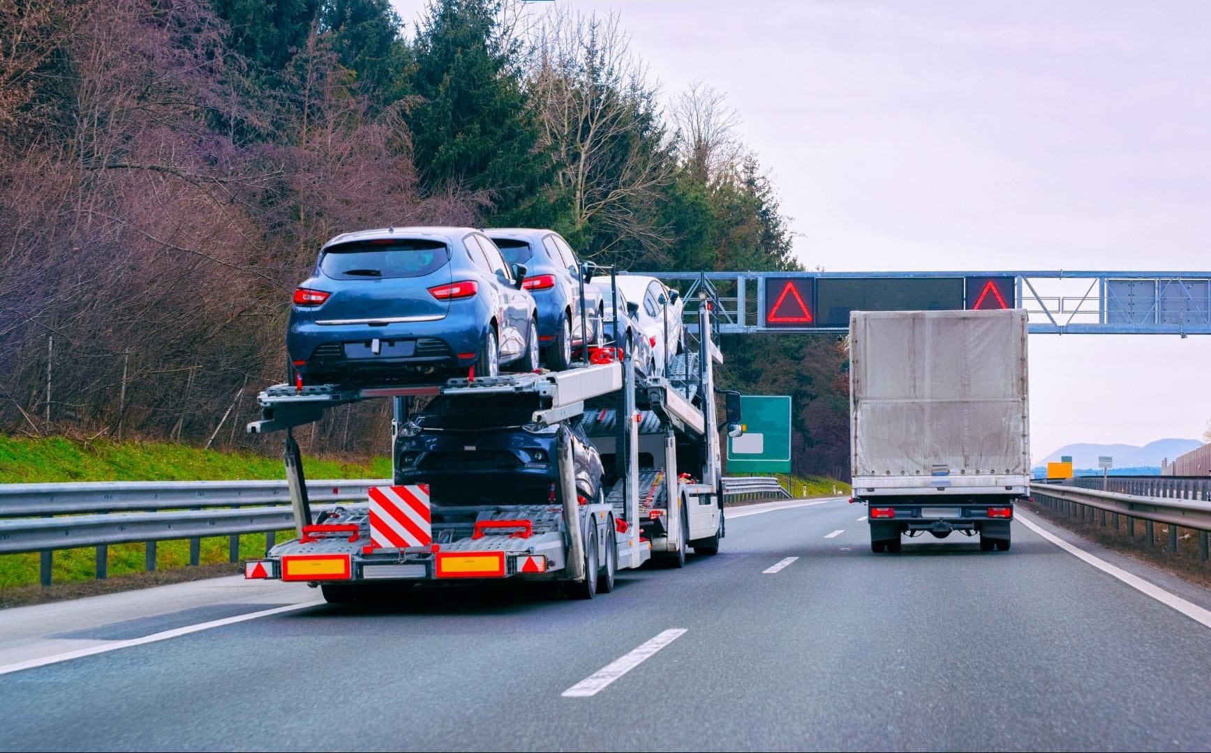 FSR Recovery Groups vehicle transporter on the highway