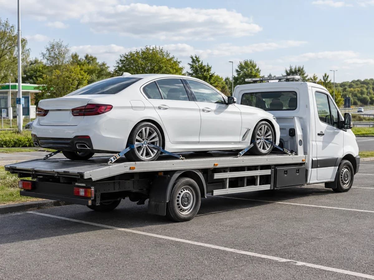 FSR Recovery Group vehicle transporter on the highway